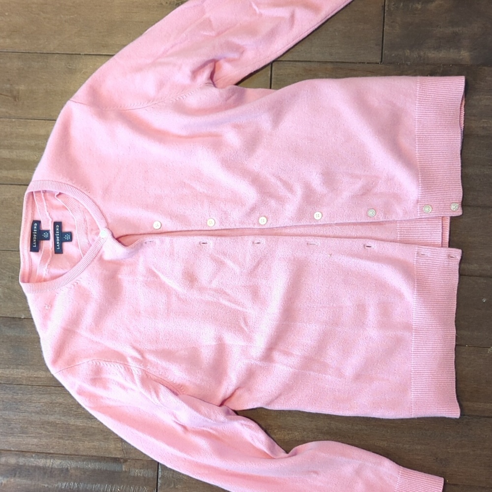 Lands' End, Pink, Cashmere cardigan set, L